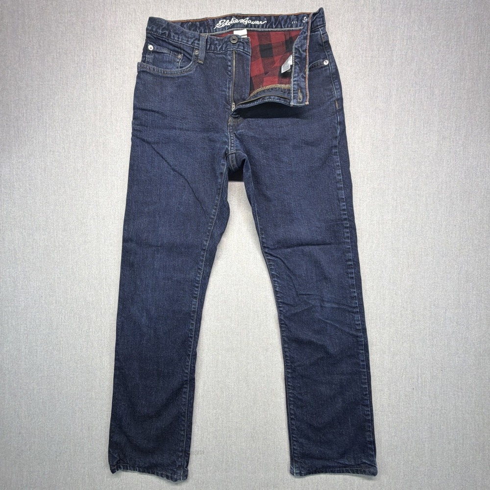 Eddie Bauer Jeans Mens 30x31 (Fits 30x29) Straight Leg Flannel Lined